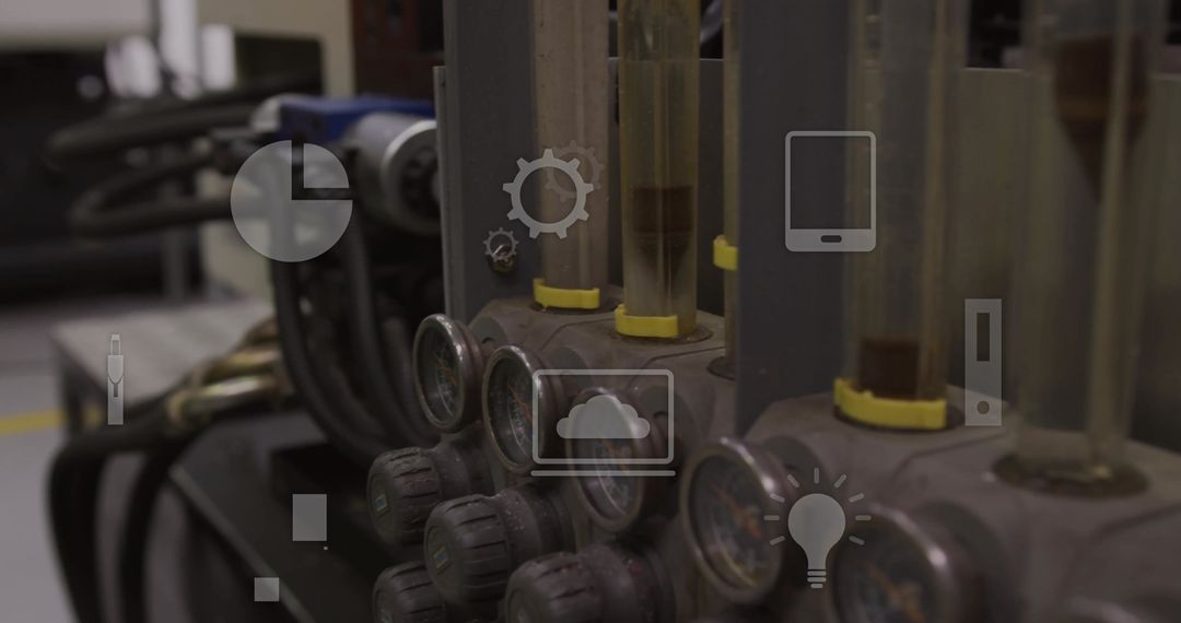 Industrial Lab Manifold with Automation Interface Icons