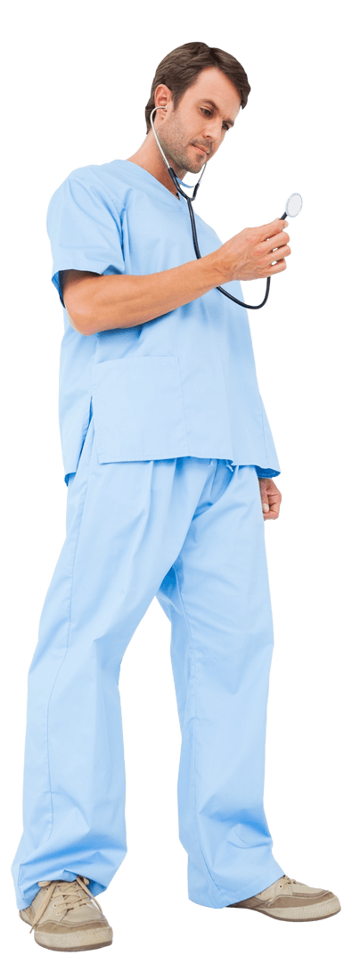 Transparent Surgeon Examining Stethoscope Attire