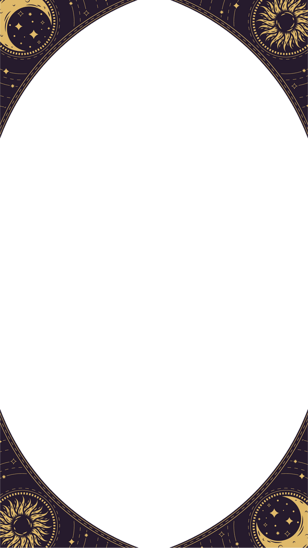 Ornate Celestial Frame with Sun and Moon Transparent Motifs