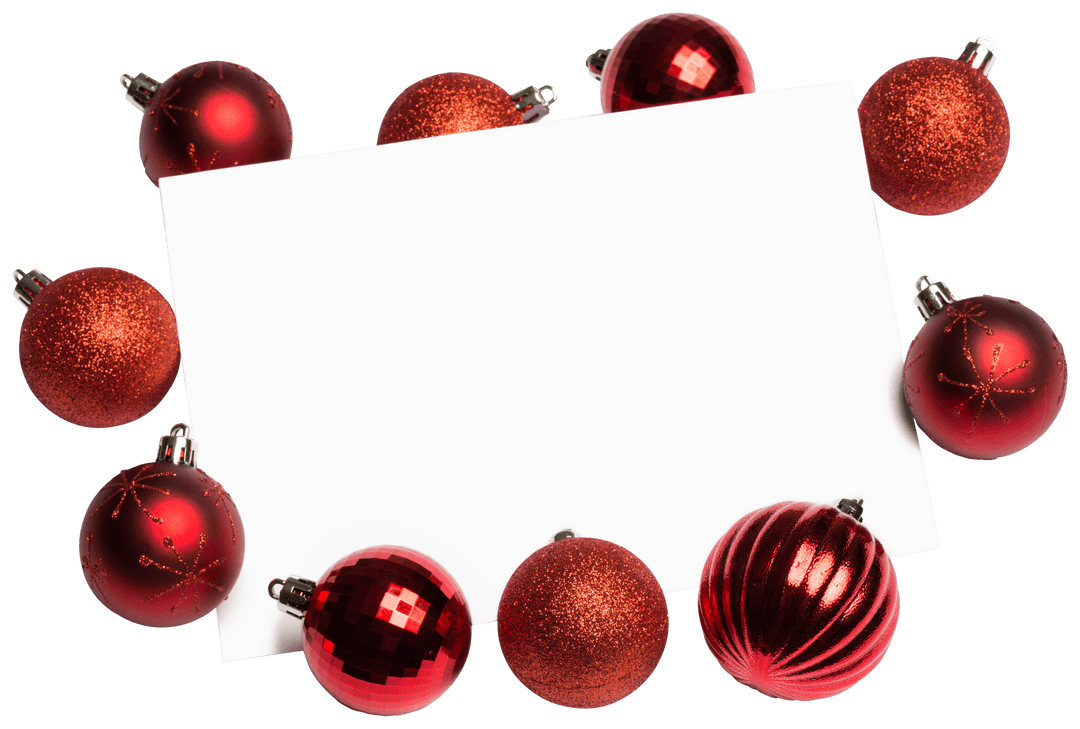 Transparent Christmas Ornaments Border on Blank Card