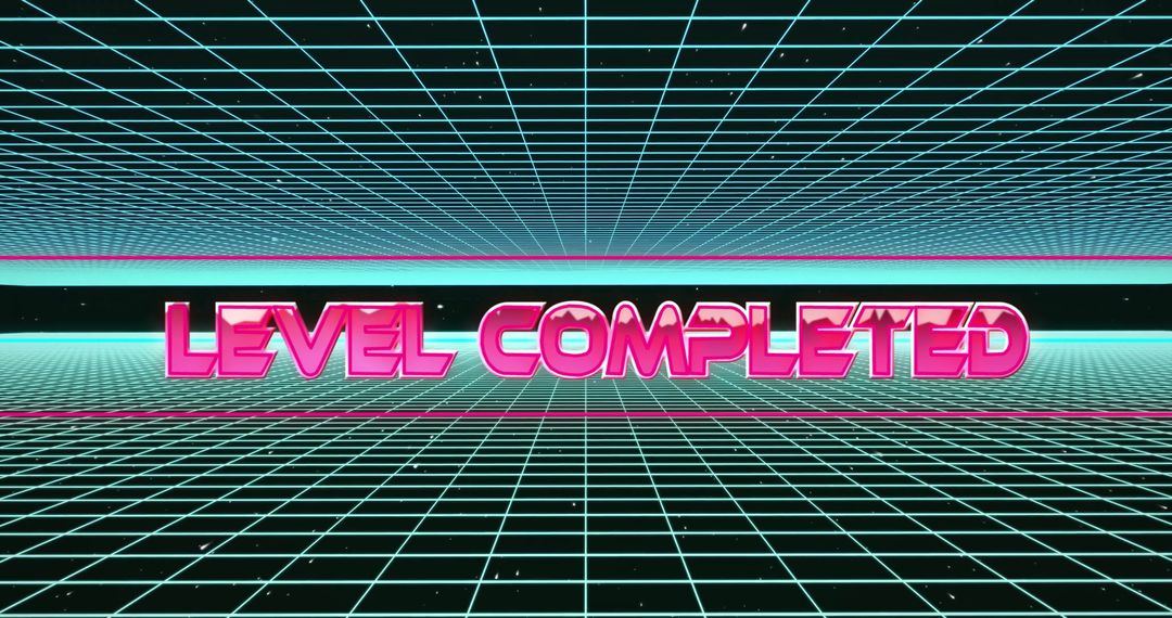 Retro Futuristic Level Completed Gaming Grid