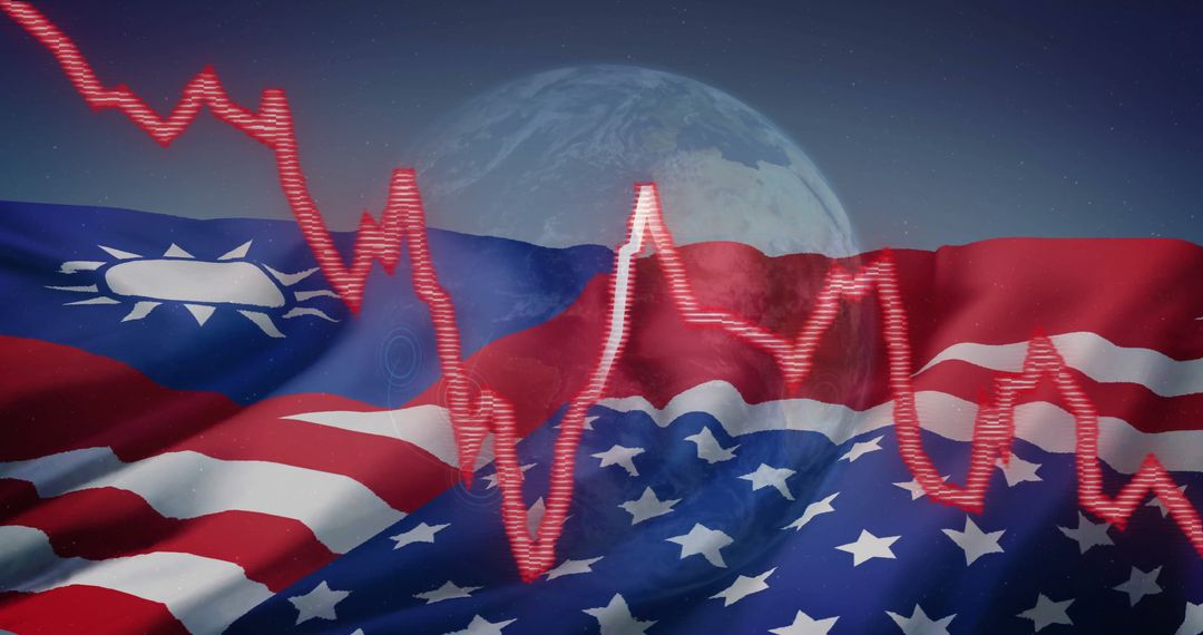 Global Economy Fluctuation Depicted Through American Flag Imagery - Free Images, Stock Photos and Pictures on Pikwizard.com