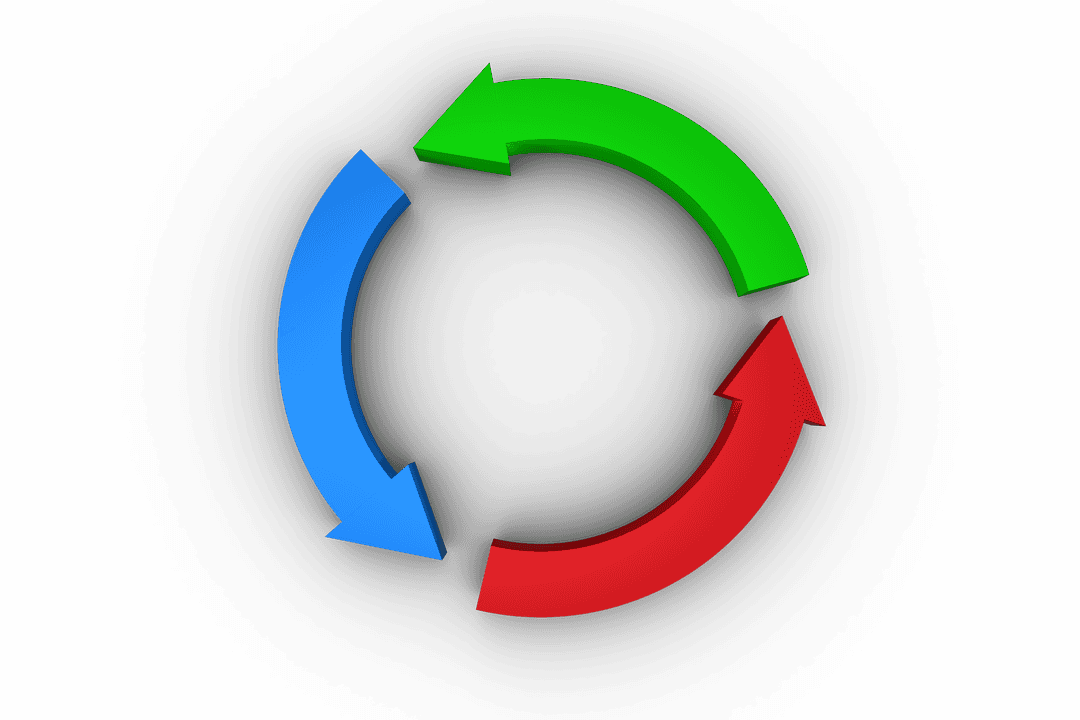 Colorful Arrow Cycle on Transparent Background