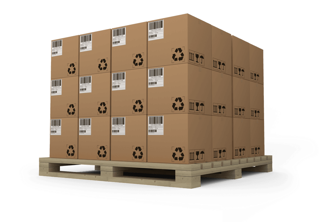 Stacked Brown Cardboard Boxes on Transparent Wooden Pallet