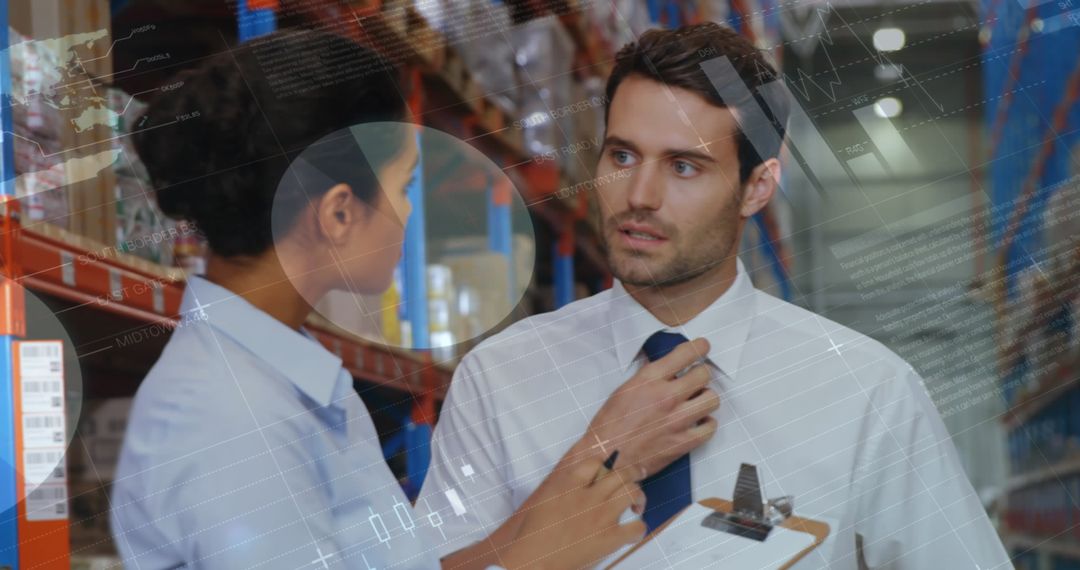 Warehouse Logistics Professionals Analyzing Data With Modern Technology