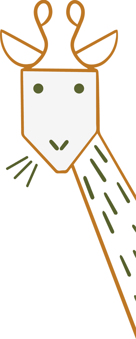 Minimalist Giraffe Head Illustration with Looped Antlers on Transparent Background