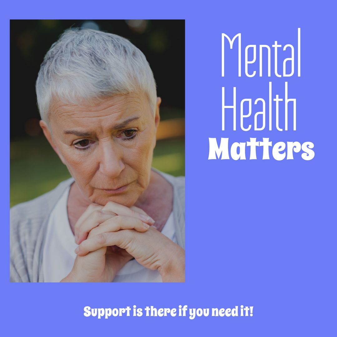 Reflective Senior Woman Highlighting Mental Health Awareness