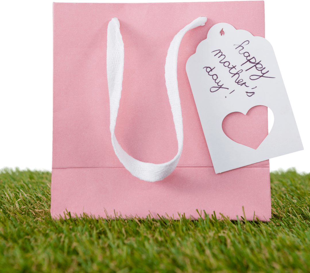 Pink Bag with Gift Tag Transparent Background