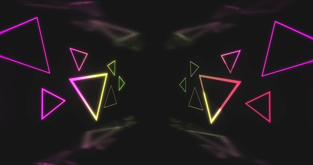 Vibrant Neon Triangles on Dark Background