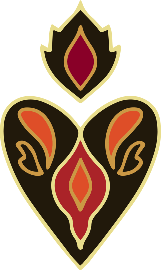 Symmetric emblem with teardrop variants on transparent canvas