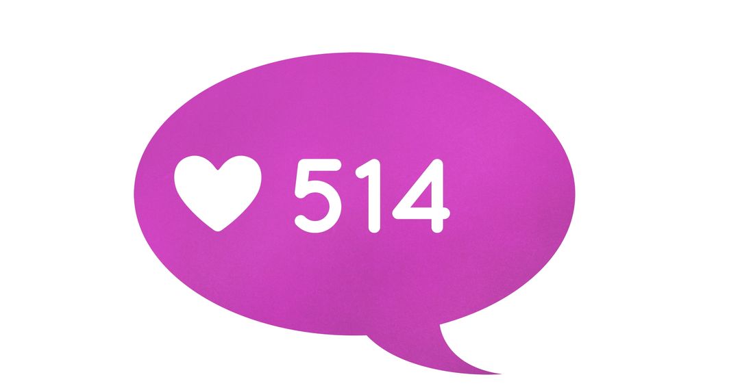 Digital Pink Speech Bubble Displaying 514 Social Media Likes