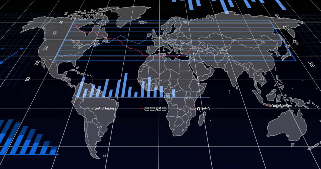 Futuristic Interactive World Map with Data Analytics Visualization