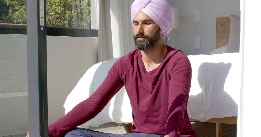 Man Meditating at Home for Peaceful Relaxation