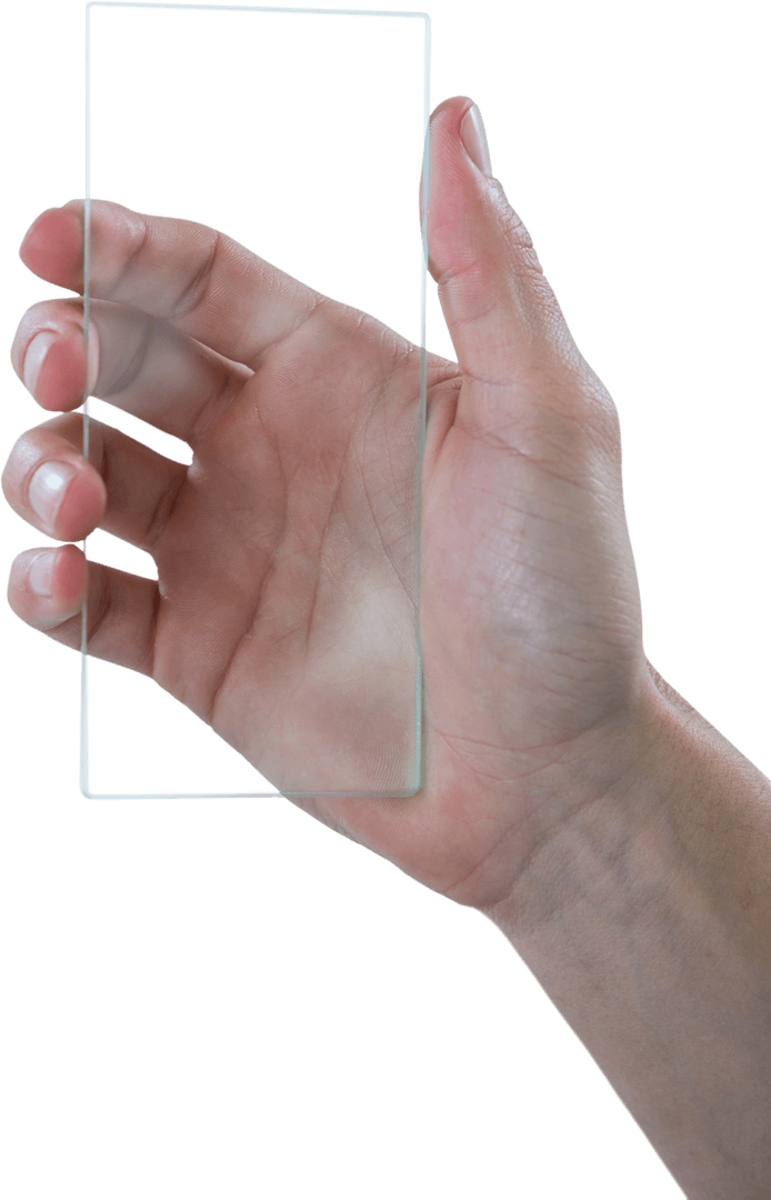 Hand Holding Transparent Futuristic Smartphone Display