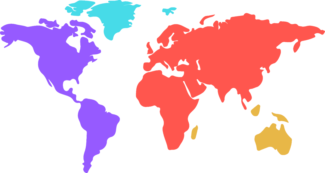 Colorful vector world map on transparent background