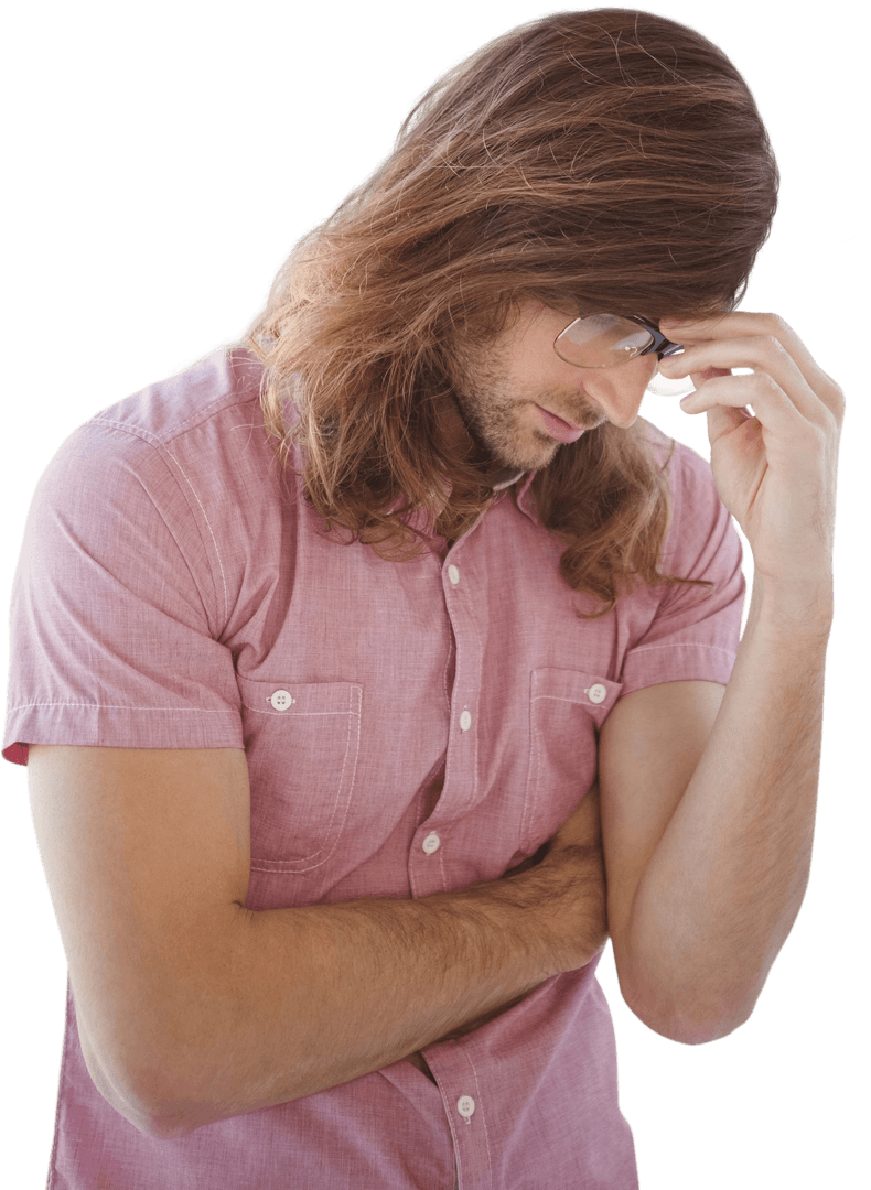 Transparent Image of Tired Hipster at Work