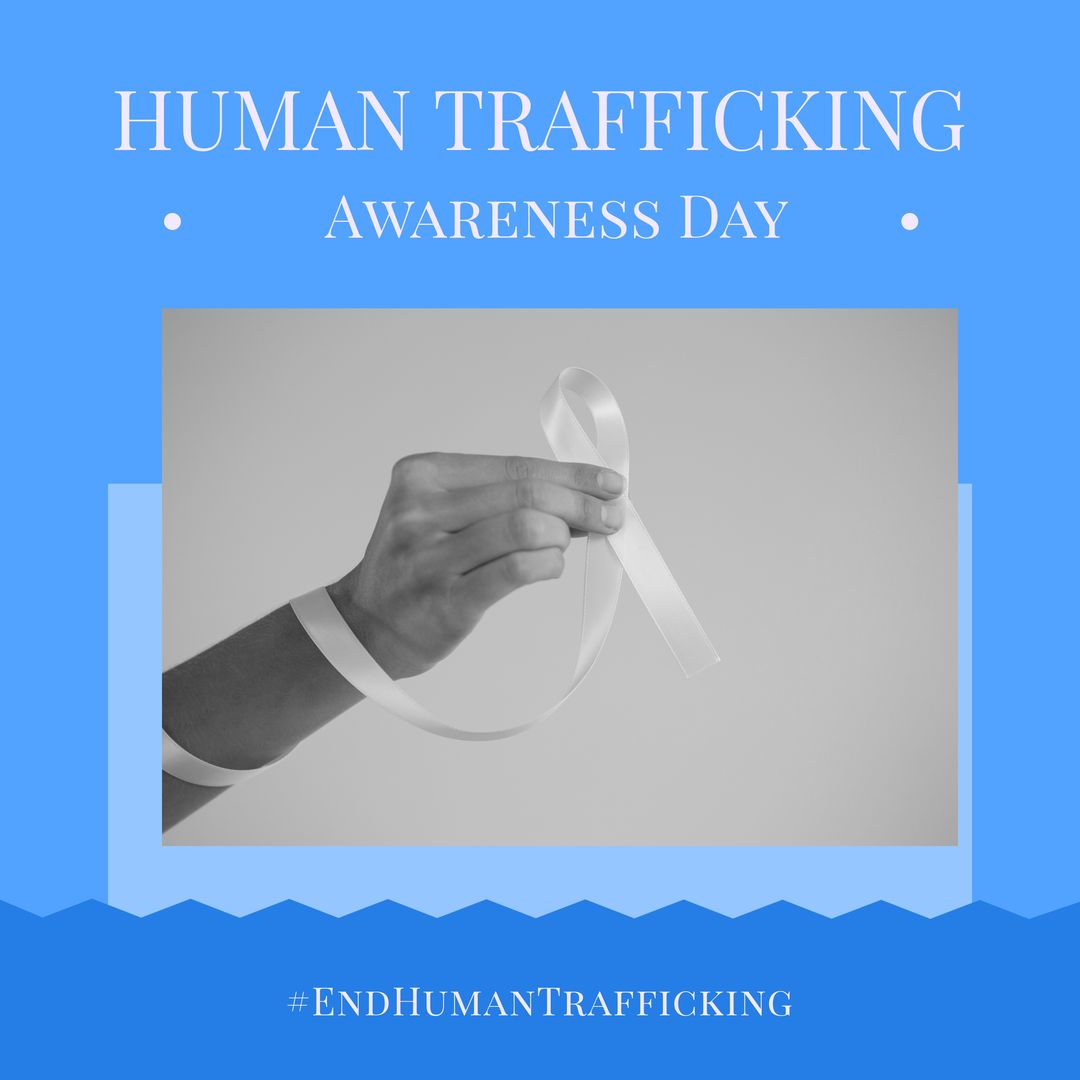 Human Trafficking Awareness Day Poster With White Ribbon Symbol - Download Free Stock Templates Pikwizard.com