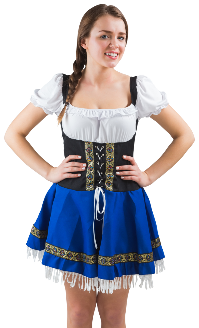 Transparent Oktoberfest Girl in Traditional Dress with Hands on Hips Smiling - Download Free Stock Images Pikwizard.com