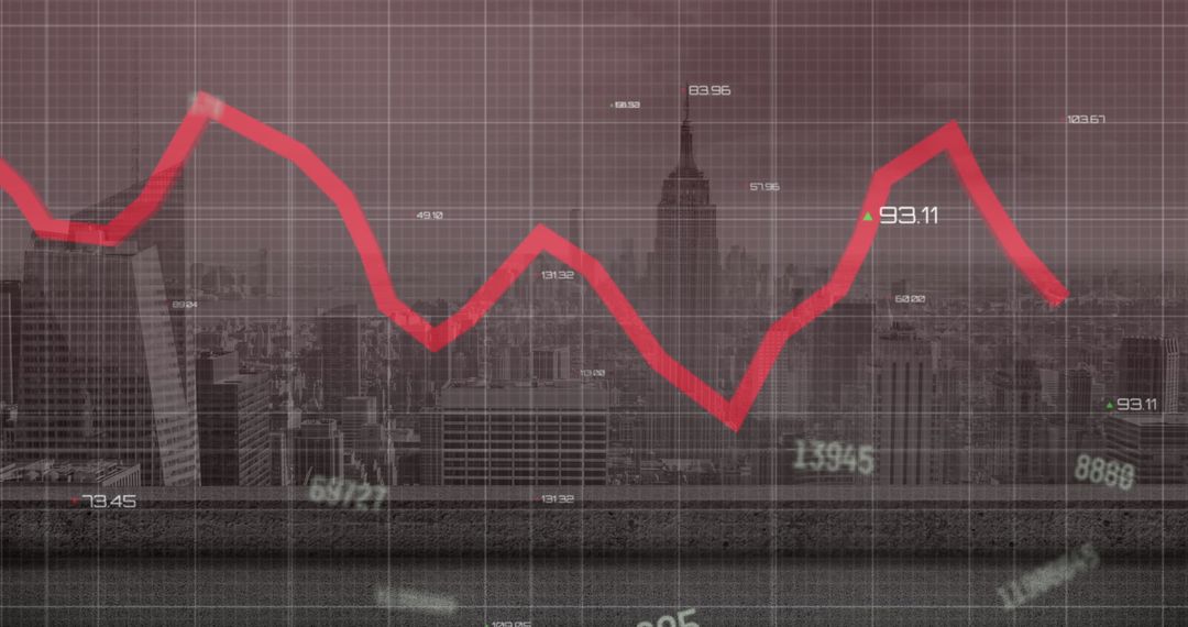 Digital Data Analysis over Cityscape Stock Market Concept