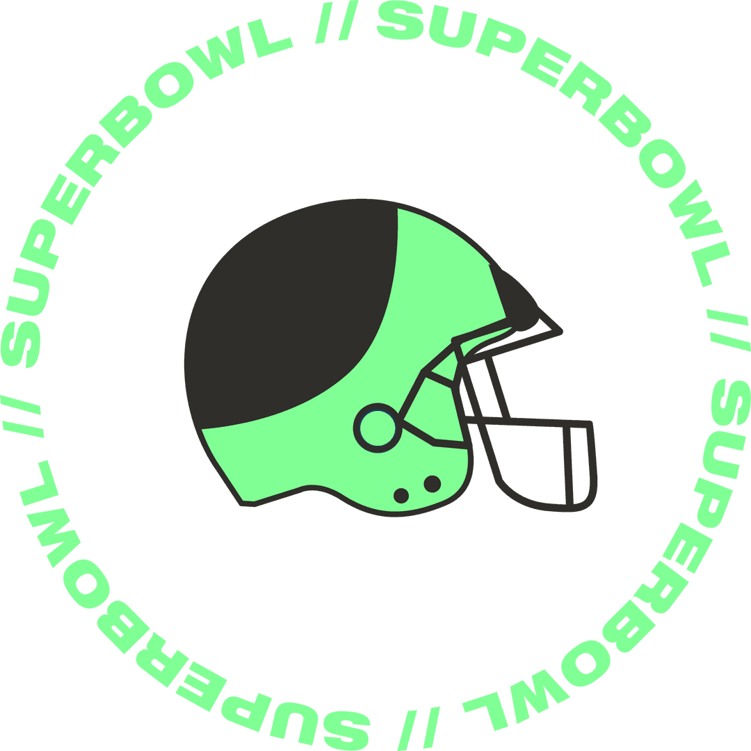Transparent Football Helmet Icon is with Circular Superbowl Text