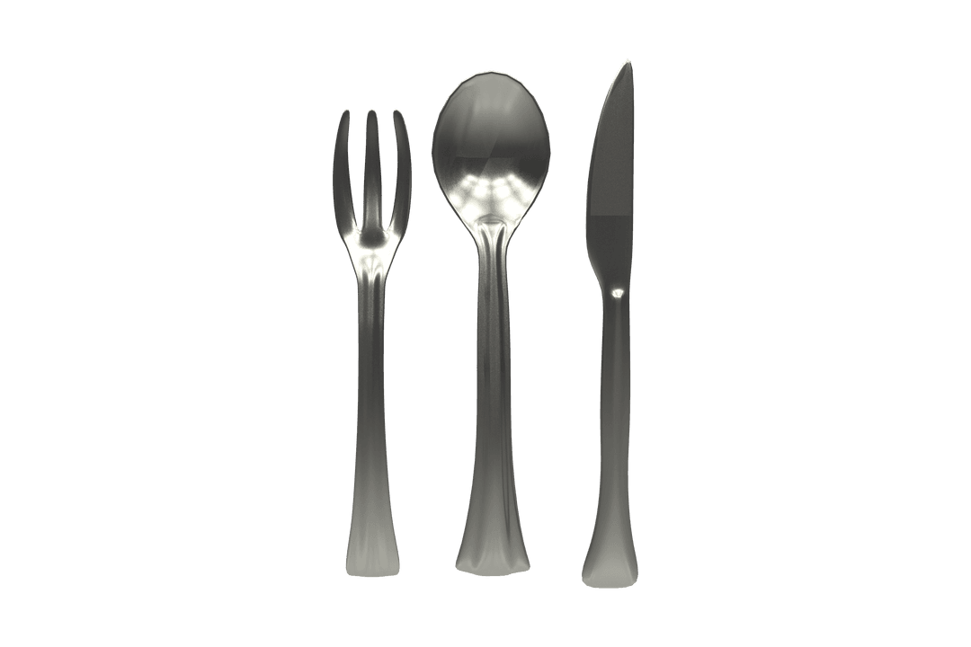 Elegant Transparent Silver Cutlery Set Isolated