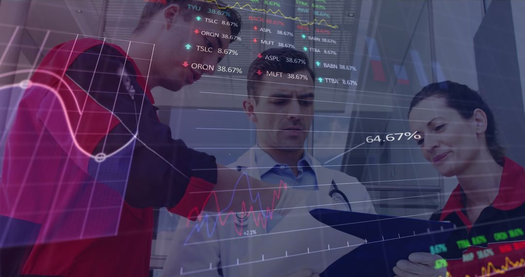 Doctors Analyzing Complex Medical Data Analytics Reports