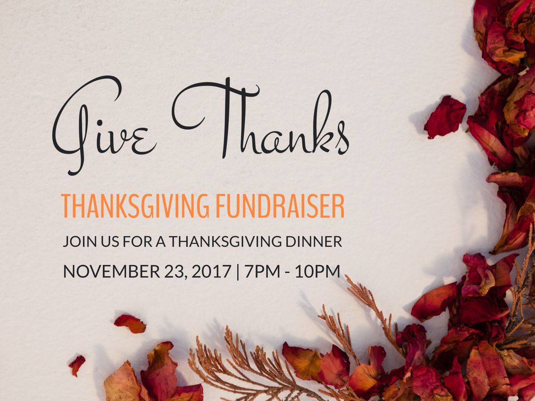 Thanksgiving Fundraiser Invitation with Autumn Leaves Decor