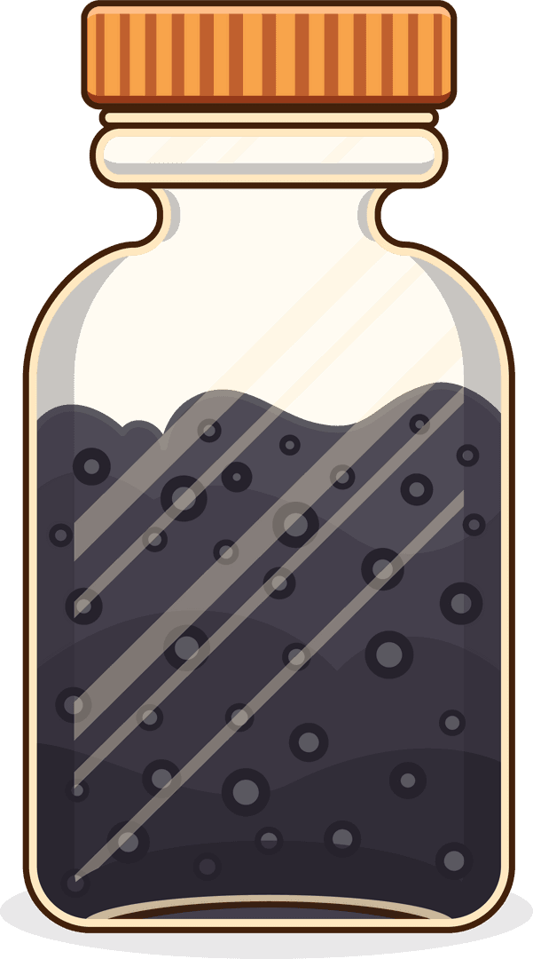 Transparent Jar with Black Peppercorns Illustration on White Background