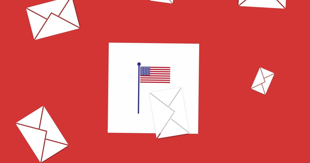 Falling Envelopes with American Flag for Celebration Concept