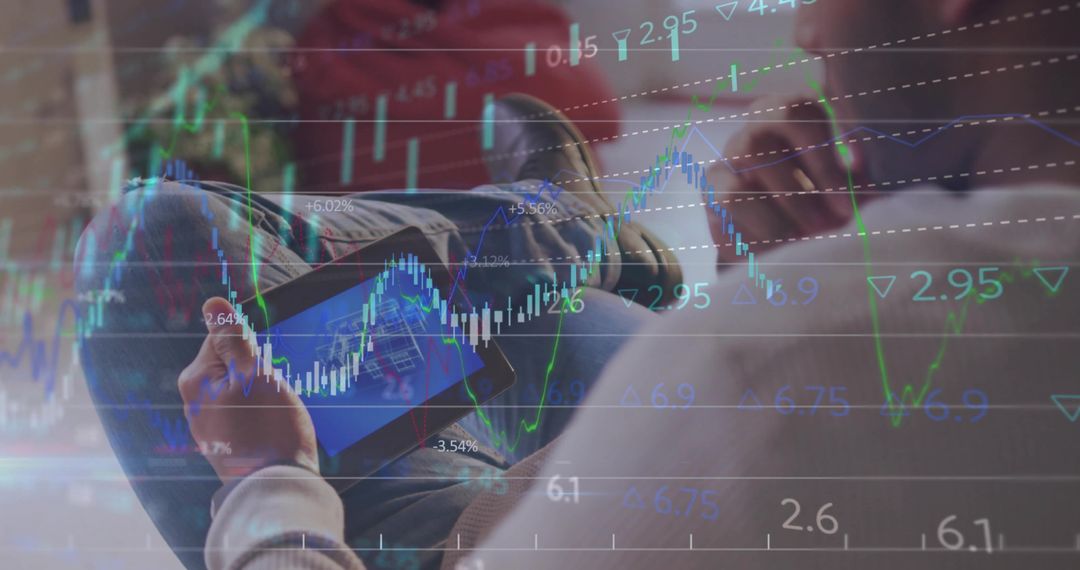 Relaxing Trader Analyzing Financial Markets on Tablet