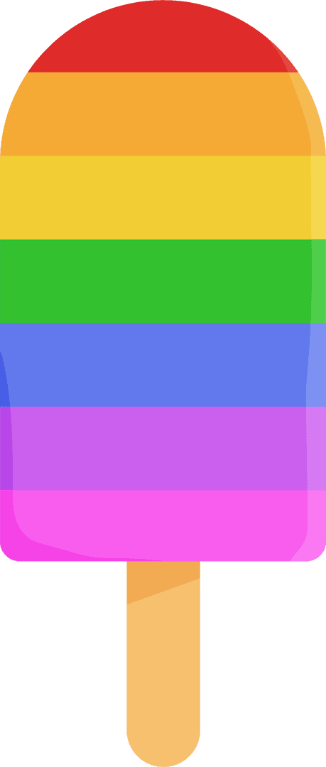 Rainbow Popsicle on Transparent Background Playful and Vibrant Flat Vector