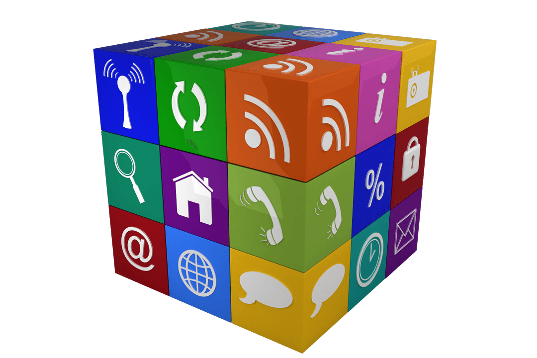 3D Digital Cube with Network Symbols on Transparent Background - Download Free Stock Images Pikwizard.com