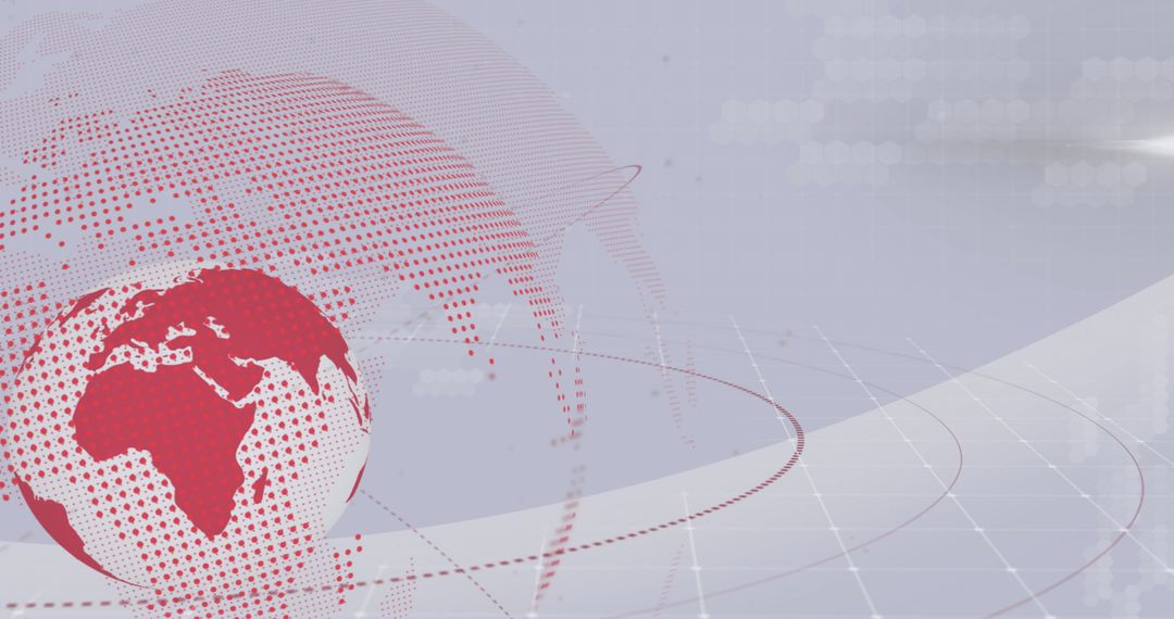 Digital Red Globe with Abstract Connections