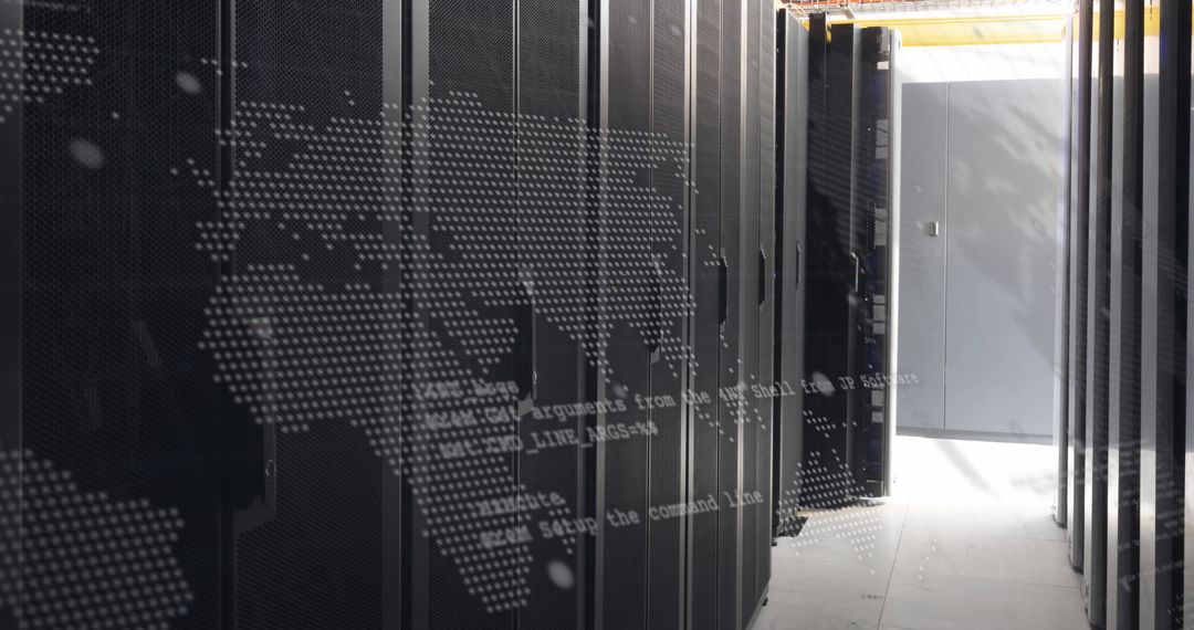 Data Processing Over World Map in Modern Server Room