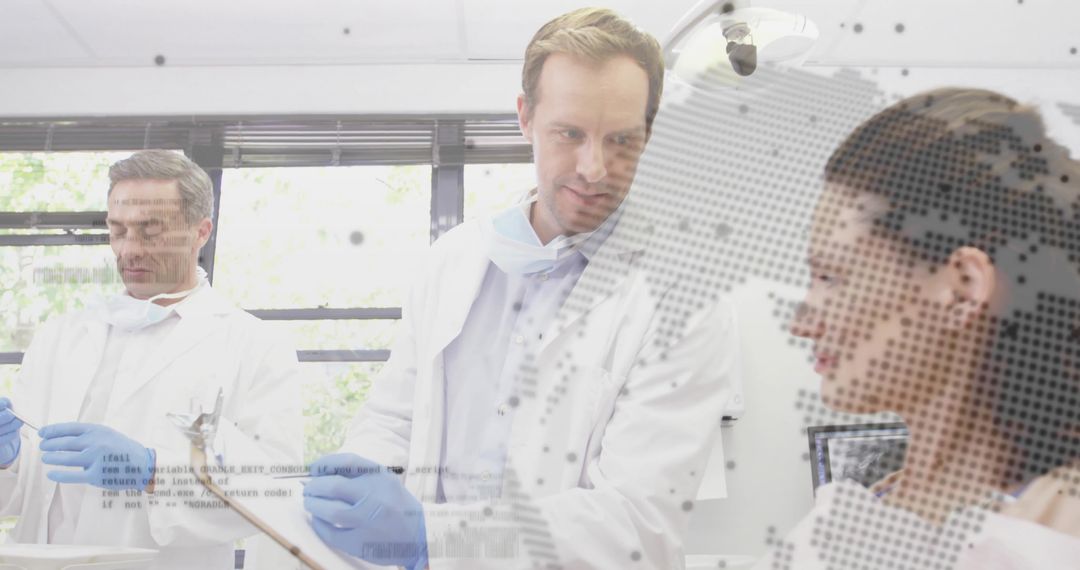 Scientists Collaborating in Laboratory with Digital Innovations