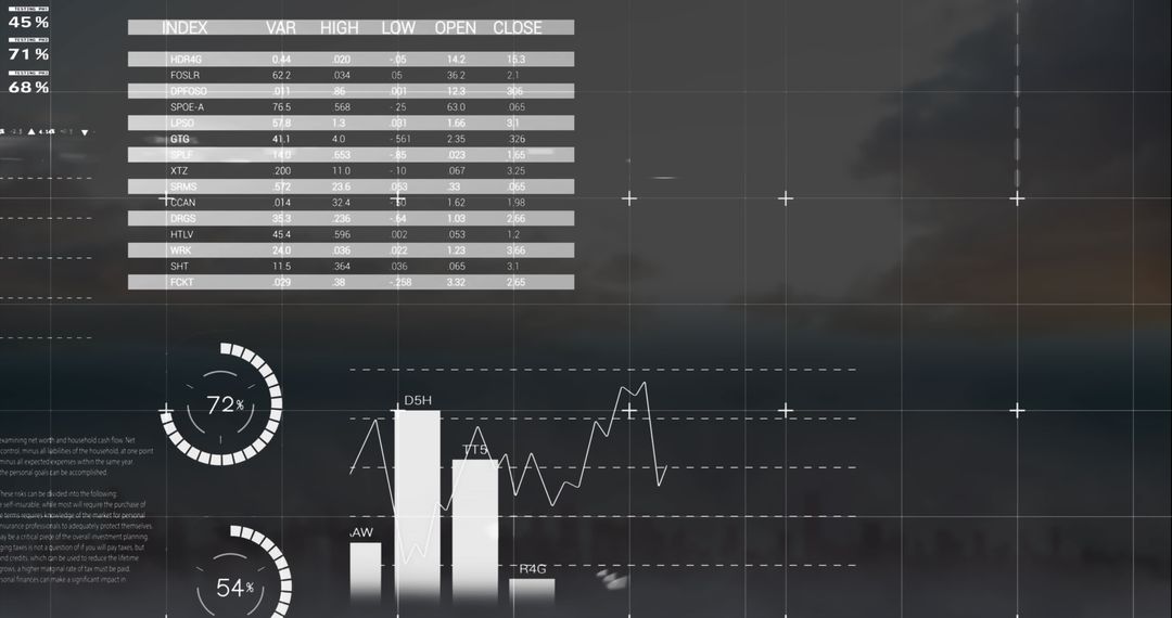 Infographic Interface Over Cityscape: Business Growth Analysis