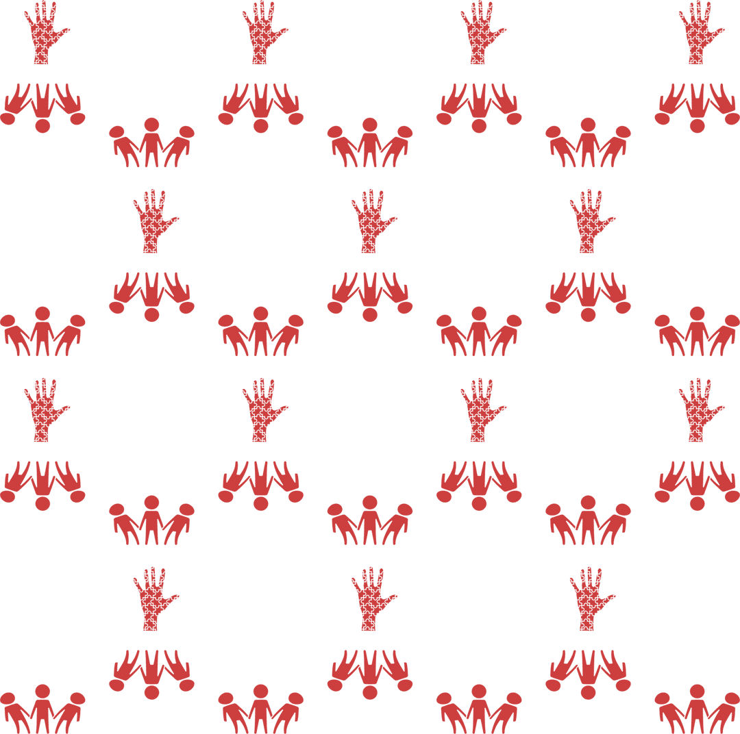 Red Illustrative Hands and People Pattern Transparent Background