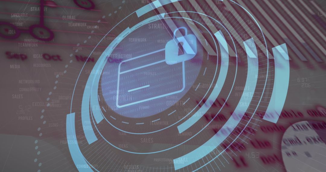 Cybersecurity Technology Visualization with Lock Icon Overlay