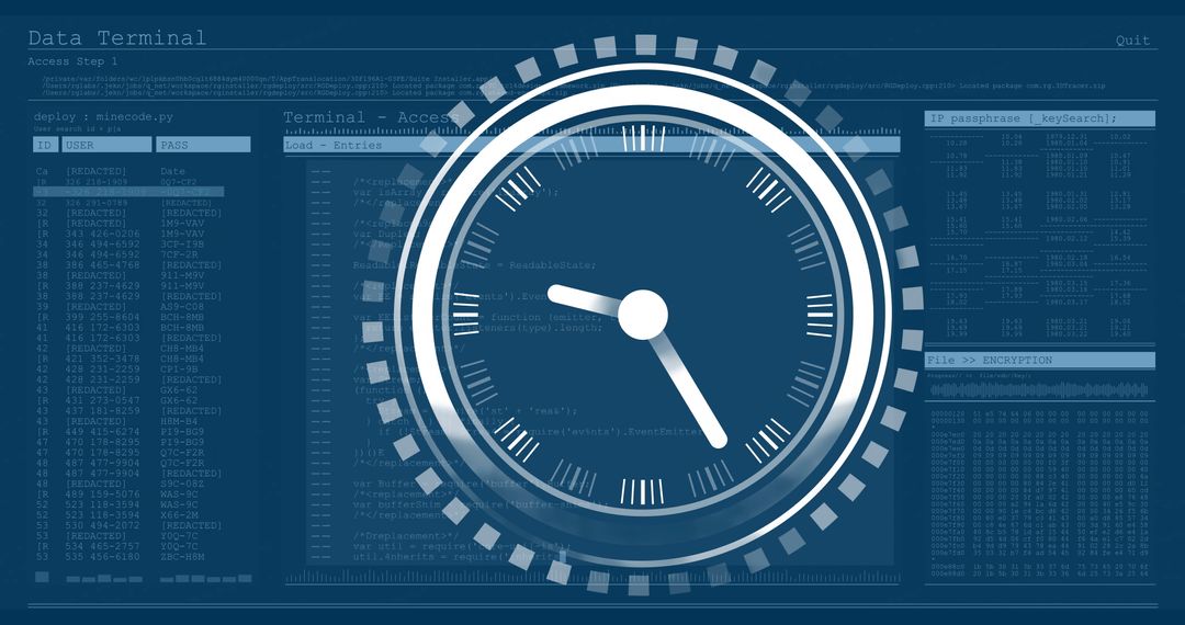 Analog Clock on Data Terminal Interface Background