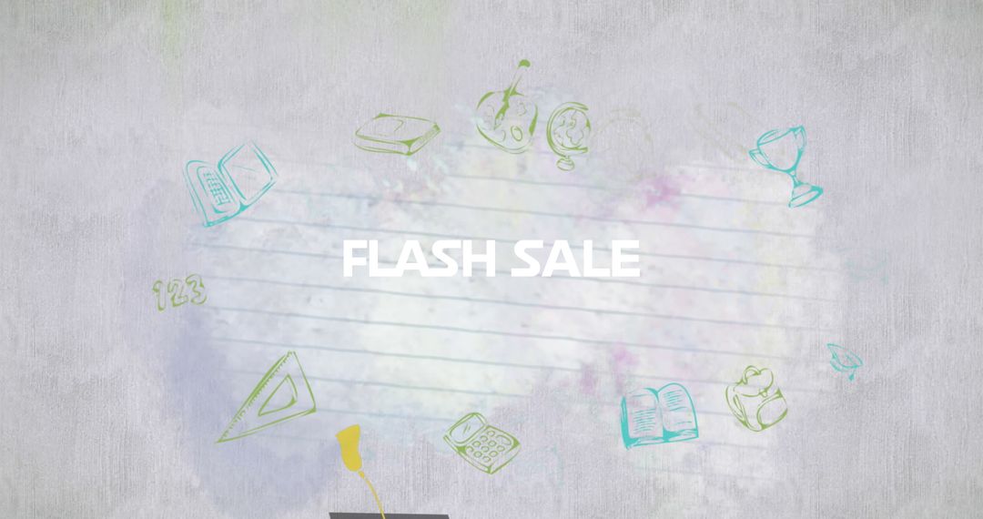 Flash Sale School Theme With Sketches and Light Background