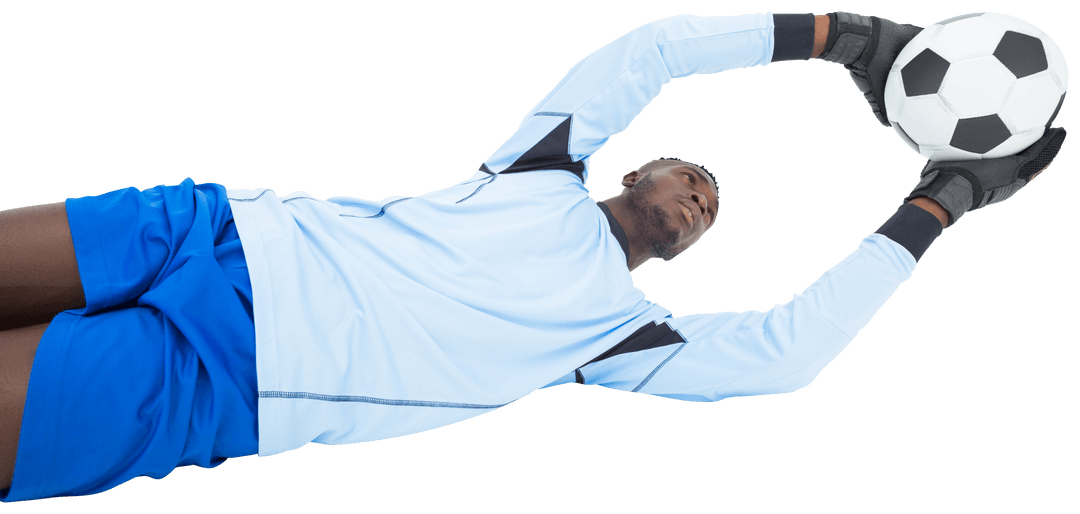 Transparent Goalkeeper Catching Soccer Ball in Mid-Air