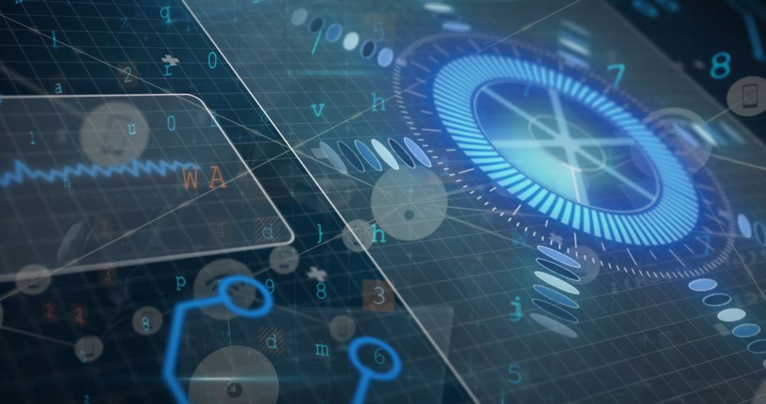 Abstract Tech Interface with Holographic Elements