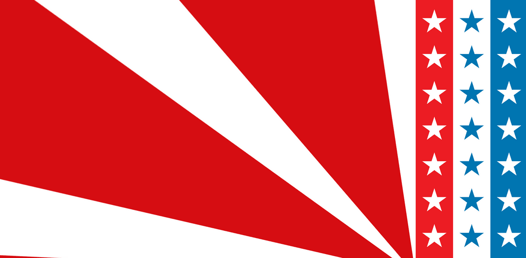 Patriotic Stars with Blue and Red Abstract Design on Transparent Background