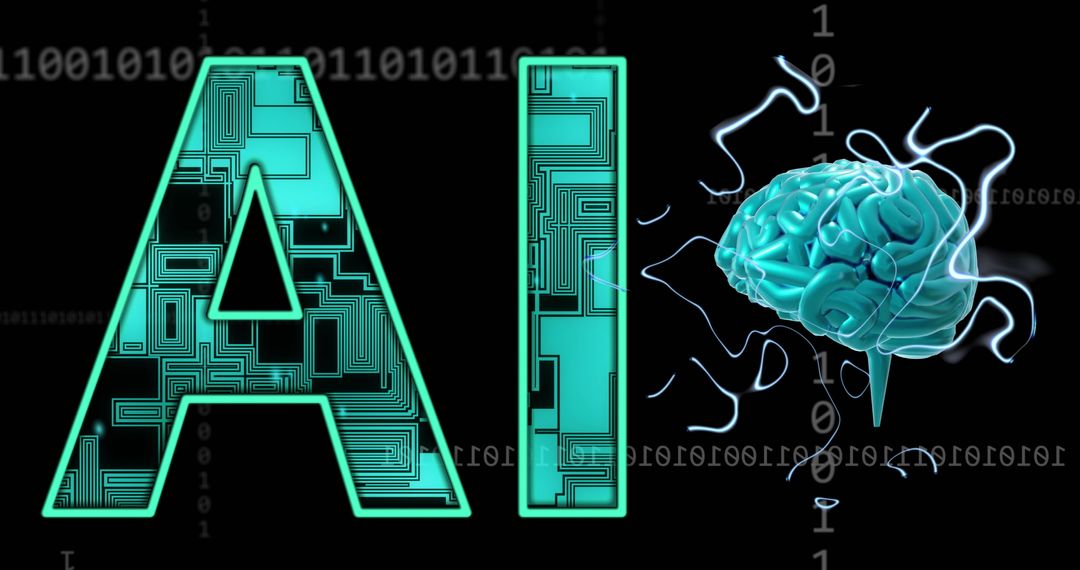 AI Circuitry with Digital Brain Illustrating Artificial Intelligence