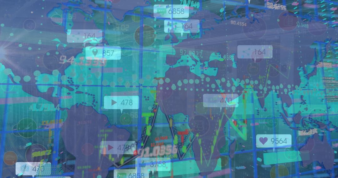 Dynamic Digital World Map with Social Media Metrics in Corporate Office