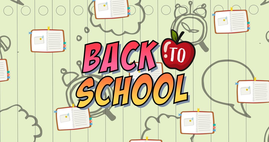 Back to School Art with Educational Icons and Apple Symbol