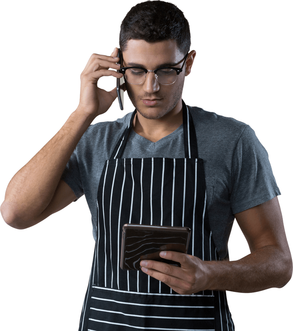 Transparent Busy Waiter on Phone with Tablet
