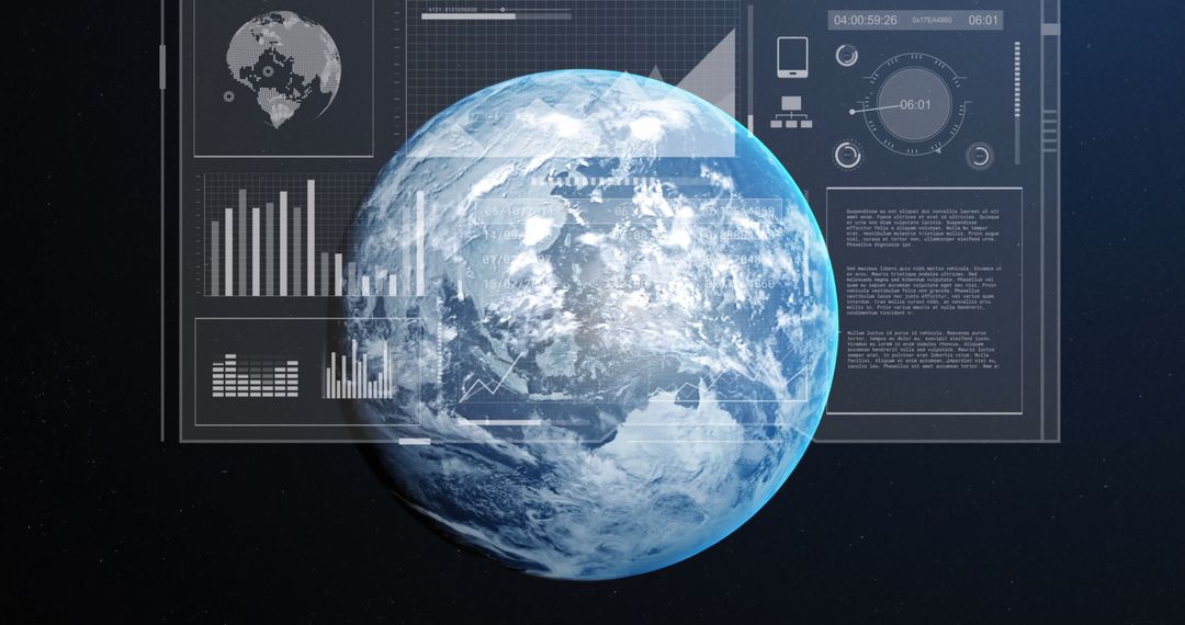 3D Earth Overlay with Digital Analytics Interface in Space
