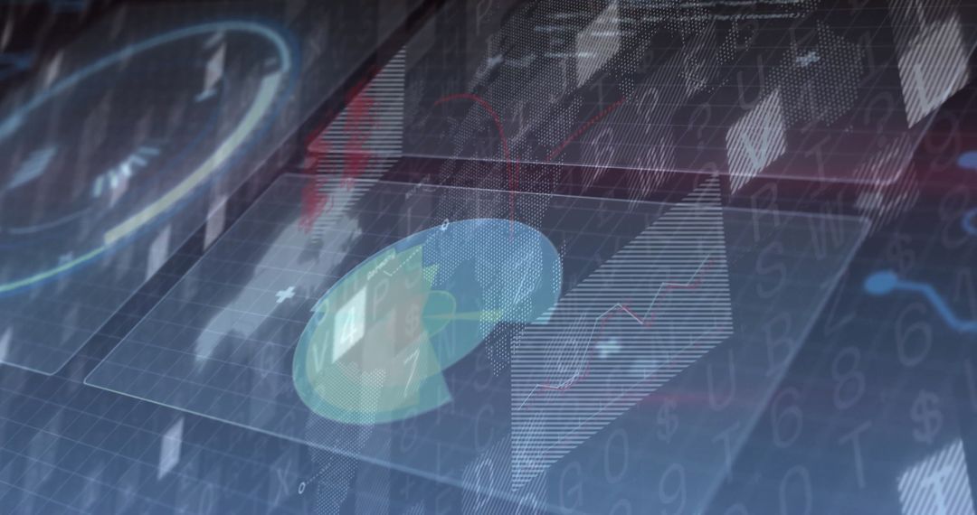 Futuristic Holographic Analytics Interface with Pie Chart Data