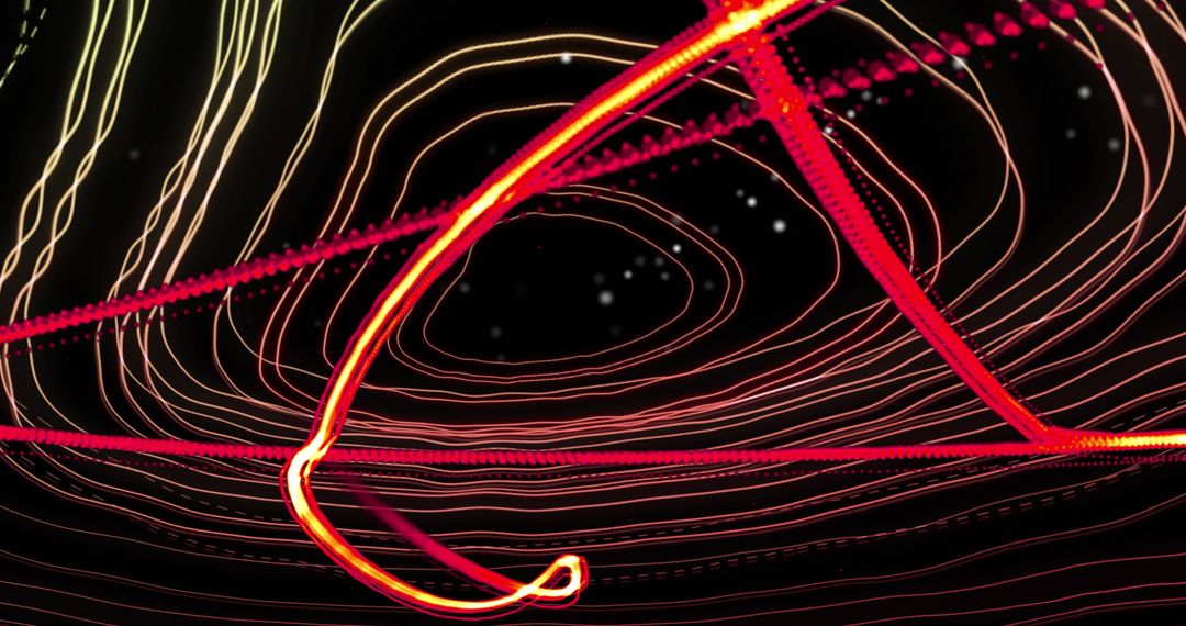 Dynamic Light Trails over Contour Lines with Particles